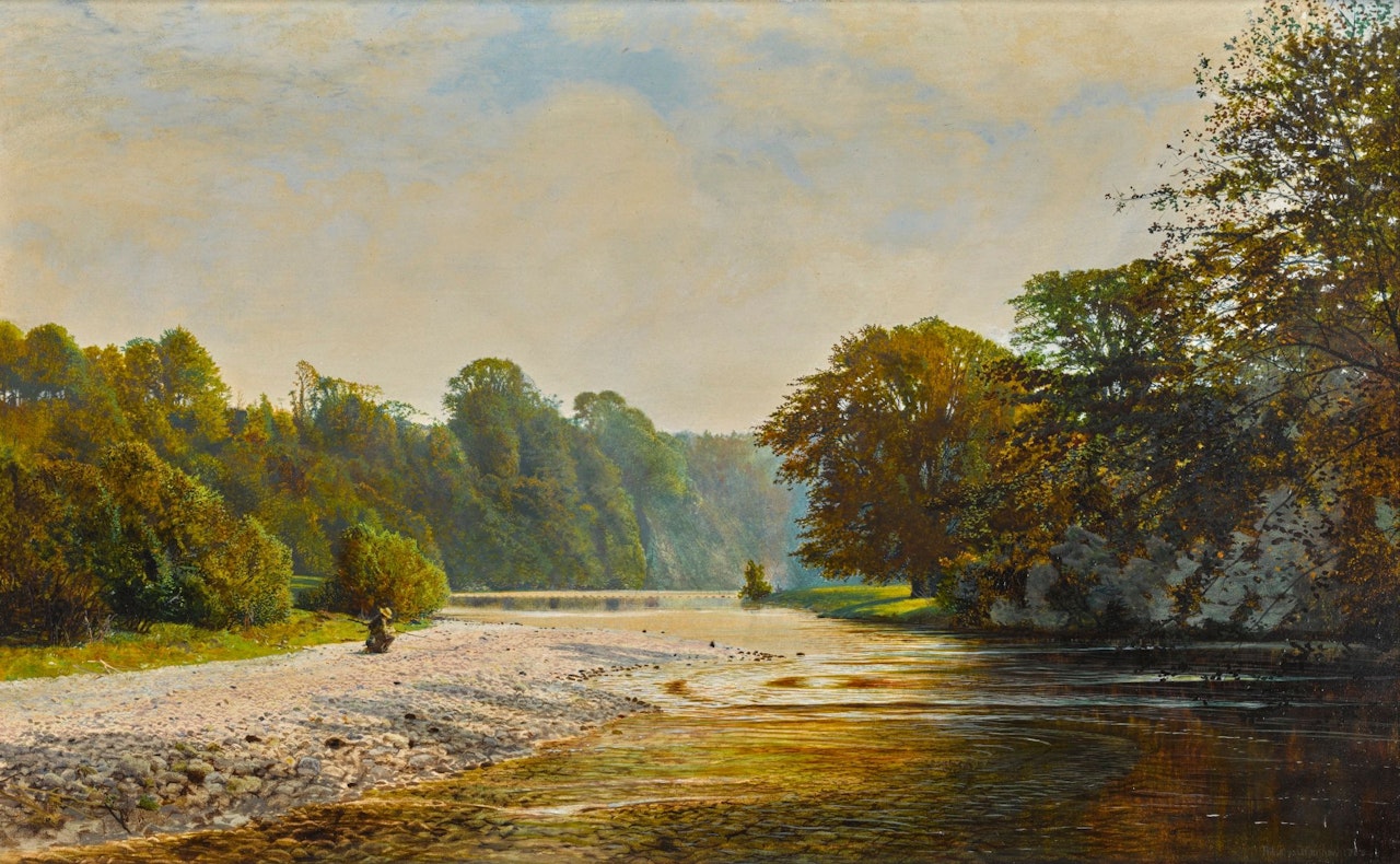 STEPPING STONES, BOLTON ABBEY by John Atkinson Grimshaw