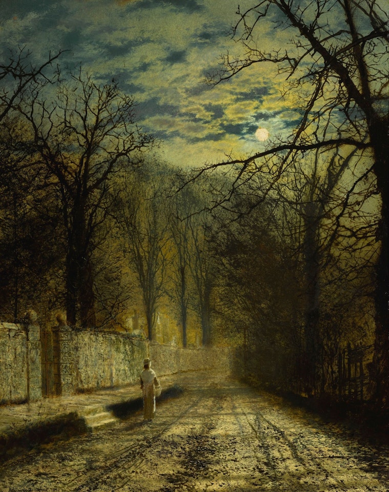 A MOONLIT STREET by John Atkinson Grimshaw