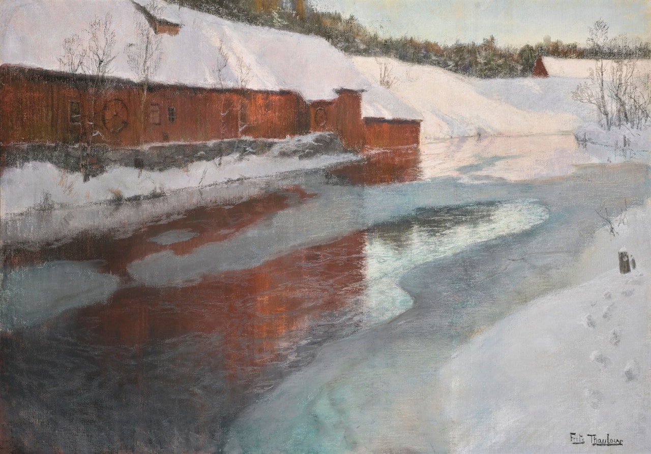 THE LYSAKER RIVER IN WINTER by Fritz Thaulow