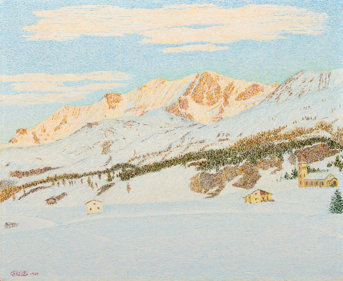 ENGADINER WINTERLANDSCHAFT by Gottardo Segantini
