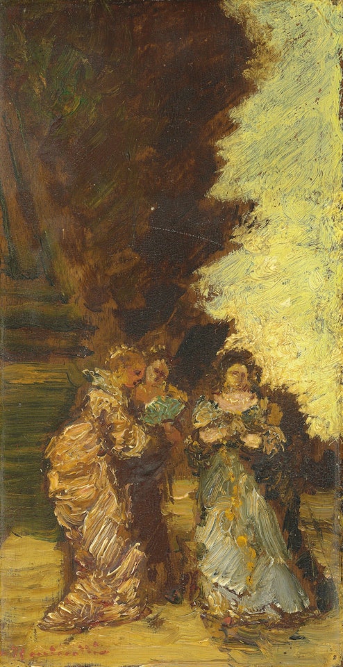 Trois femmes dans un parc by Adolphe Monticelli