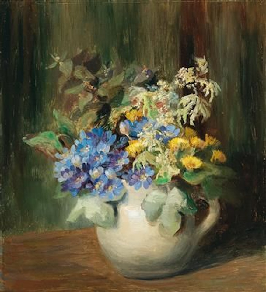 Bouquet of Flowers in an Earthenware Jug by Olga Wisinger-Florian