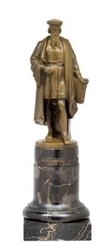 Small statue of Johann Gutenberg by Gustav Gurschner