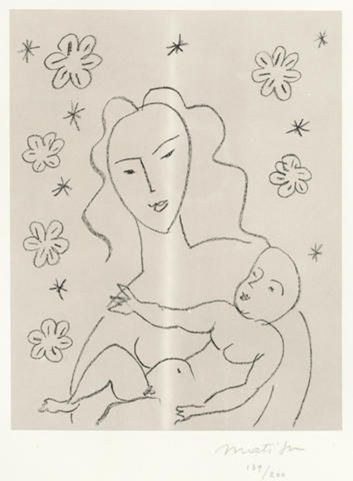 Vierge et Enfant sur Fond de Fleurs et d'Etoiles by Henri Matisse