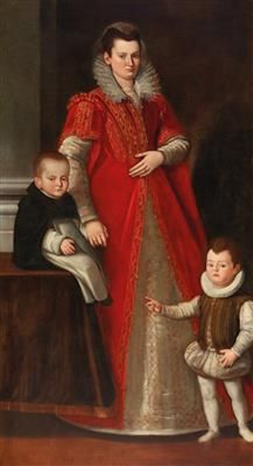 Portrait of a lady with her children by Florentine School