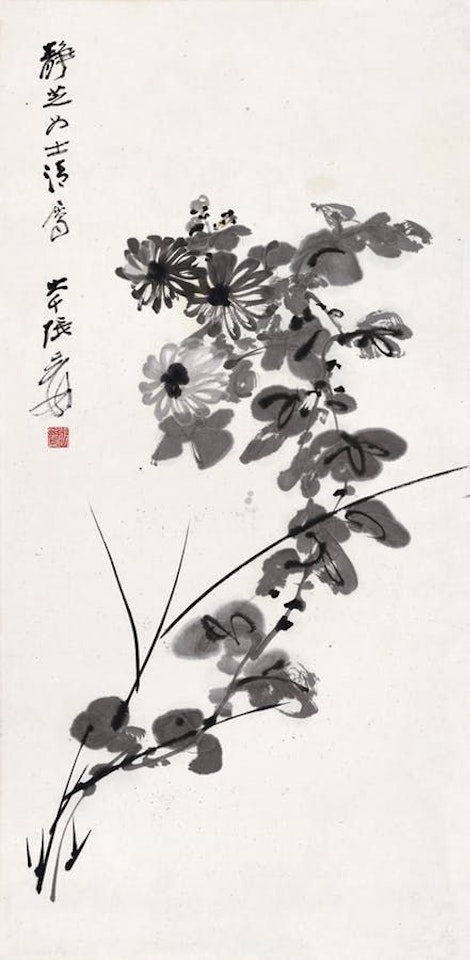 Flower and Chrysanthemum by Zhang Daqian