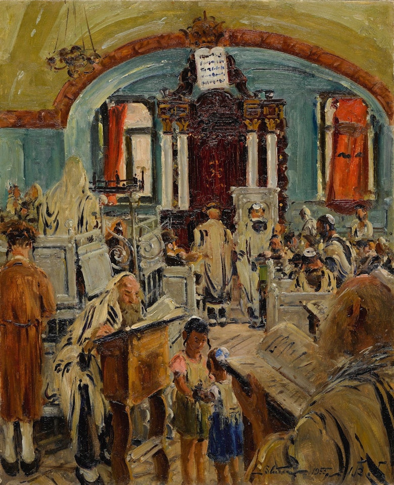 INTERIOR OF A SYNAGOGUE by Ludwig Blum
