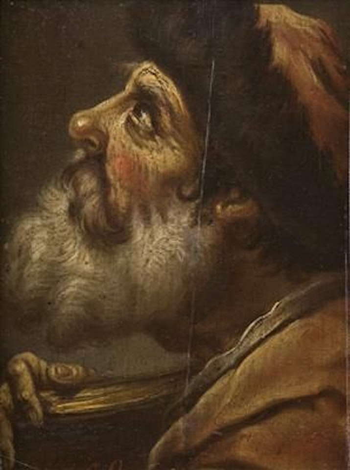 Portrait of a rabbi with fur-trimmed cap and book by Christian Wilhelm Ernst Dietrich