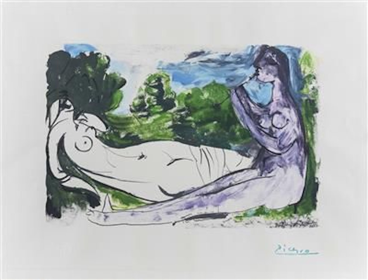 Femme nue et joueuse de flute by Pablo Picasso