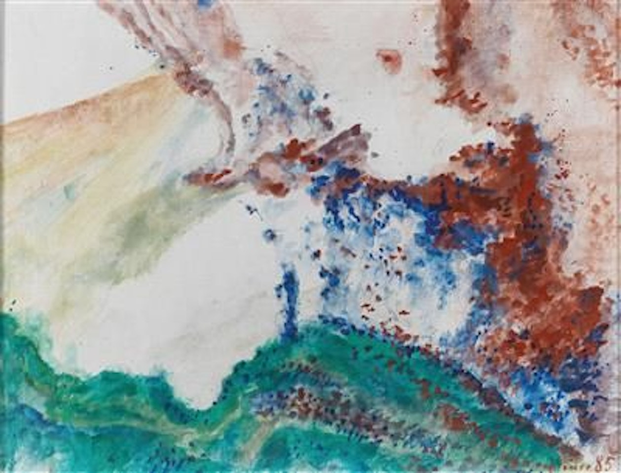Landscape with red cloud by Max Weiler