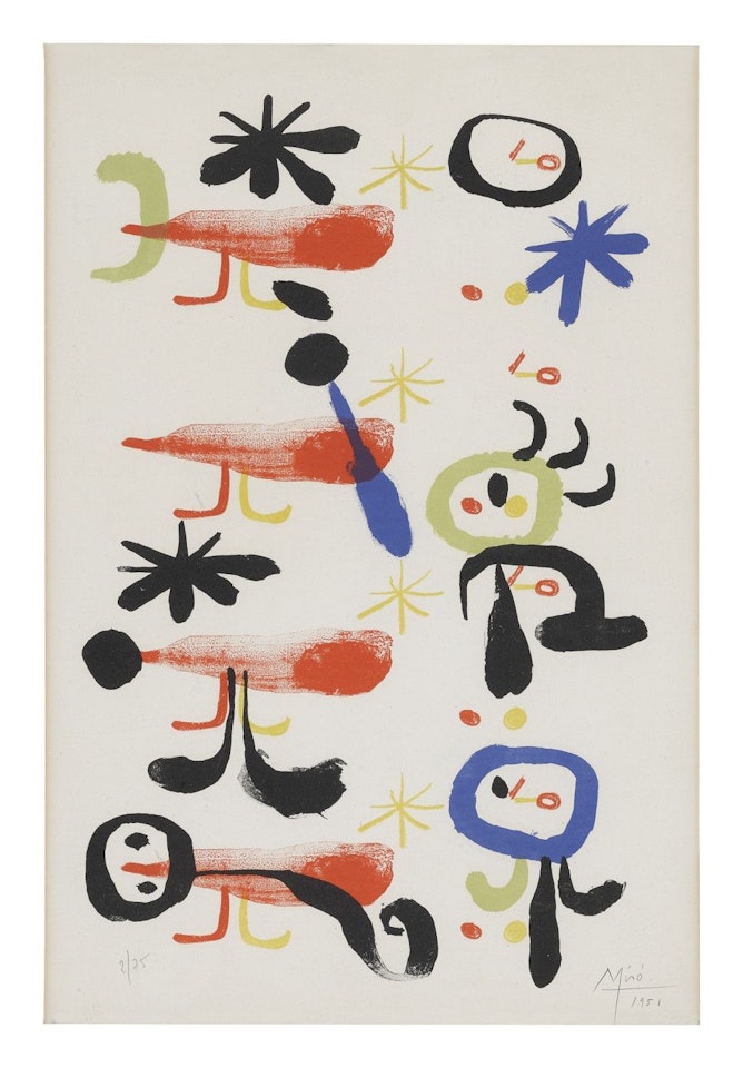 THE BIRD-CATCHERS I (MOURLOT 100) by Joan Miró