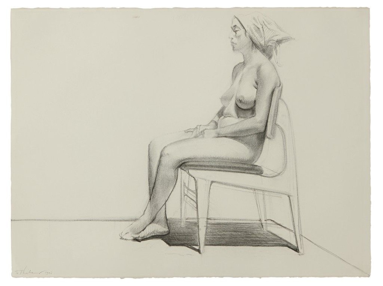 NUDE SEATED, CLOSED EYES by Wayne Thiebaud