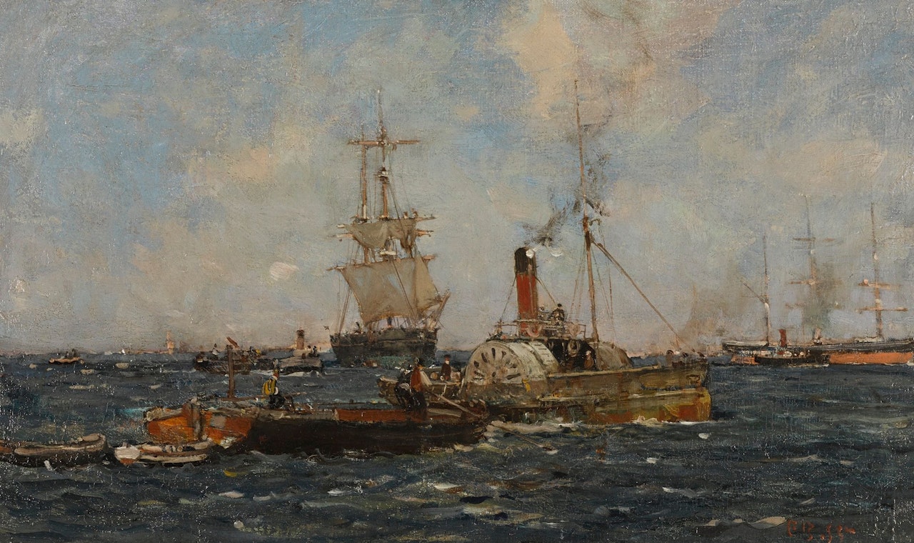 A MEDITERRANEAN PORT  by Sir Frank Brangwyn