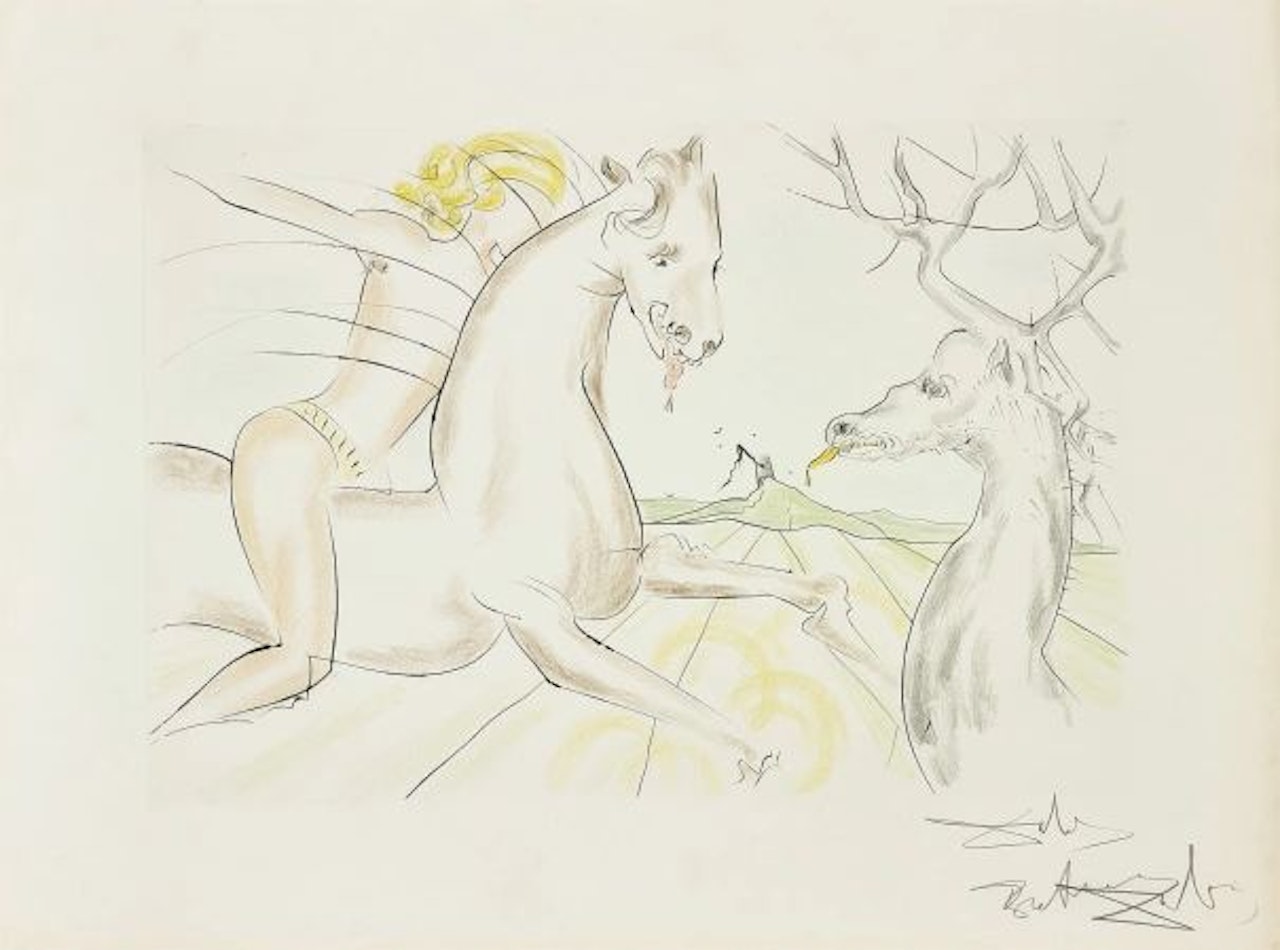 Le Cheval qui voulait se venger du cerf, from Le Bestiaire de La Fontaine Dalinisé (The Horse that Wanted Revenge on the Stag, from La Fontaine's Bestiary Dalinized) by Salvador Dali