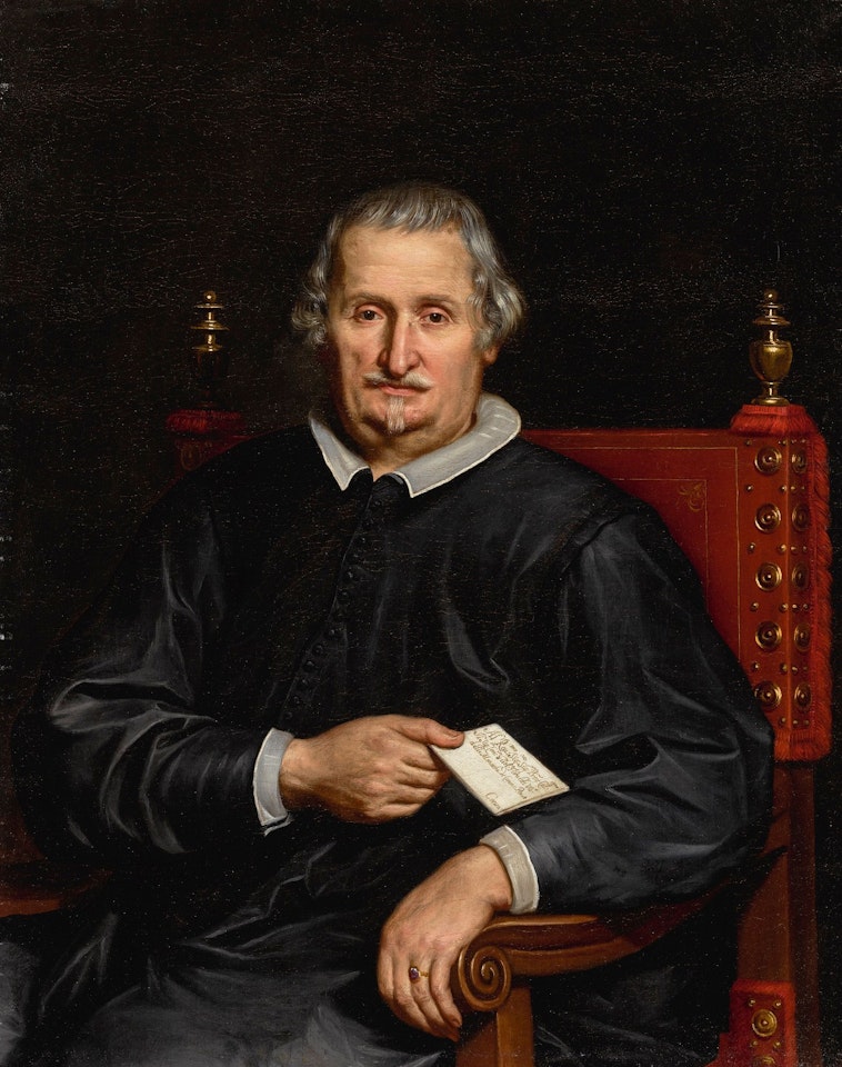  PORTRAIT OF GIROLAMO GIRALDI, SEATED, HOLDING A LETTER by Guercino