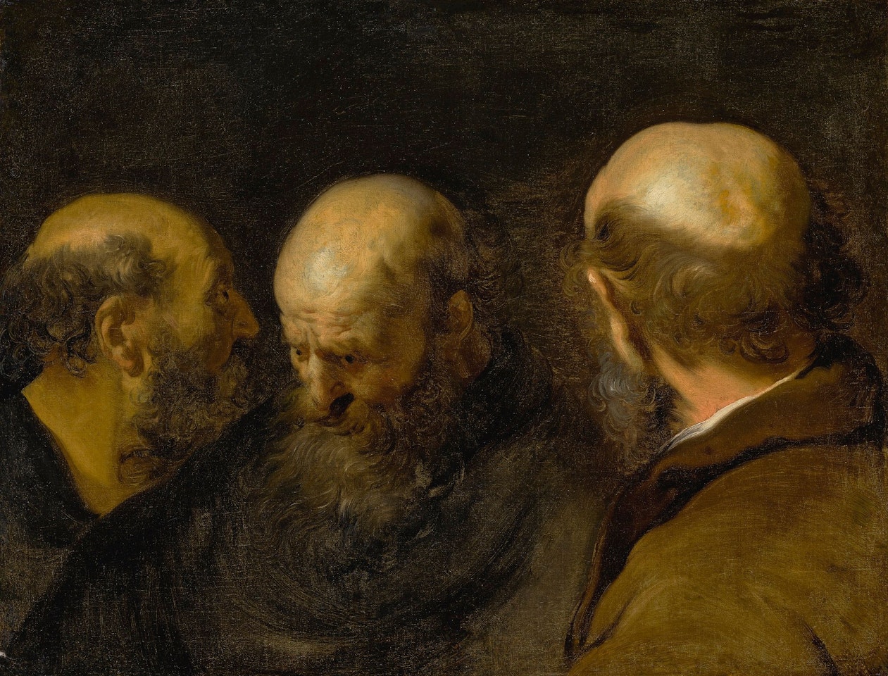 THREE STUDIES OF THE HEAD OF A MAN by Flemish School