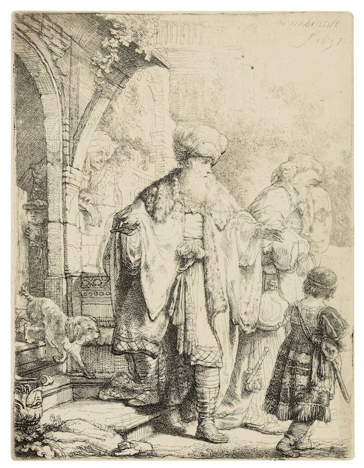 Abraham casting out Hagar and Ishmael by Attributed to Rembrandt Harmensz van Rijn