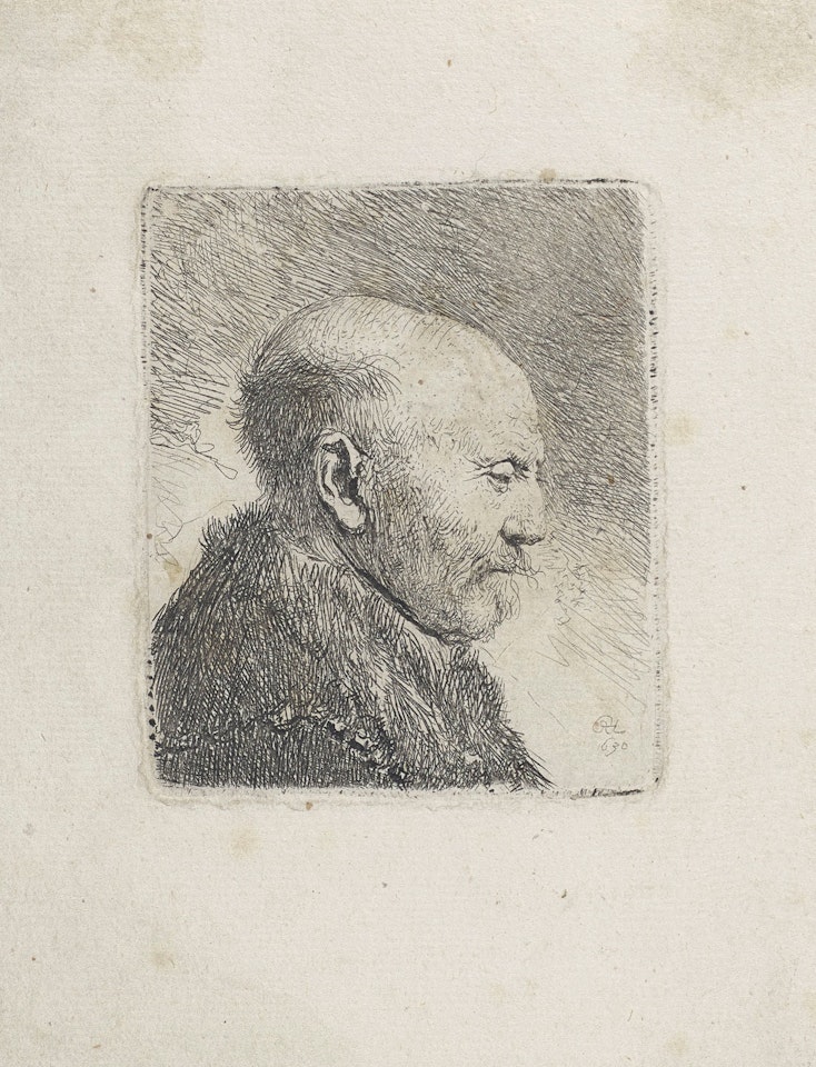 Bald-headed Man in Profile right: the Artist’s Father (?) by Attributed to Rembrandt Harmensz van Rijn
