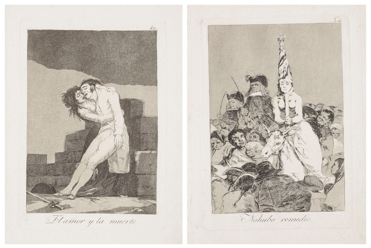 El amor y la muerte & Nohubo remedio (Plates 10 & 24 from: Los Caprichos) by Francisco José de Goya