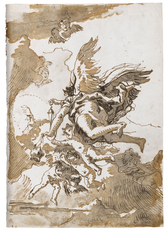 A GROUP OF ANGELS IN FLIGHT, ONE HOLDING A CENSER by Giovanni Domenico Tiepolo