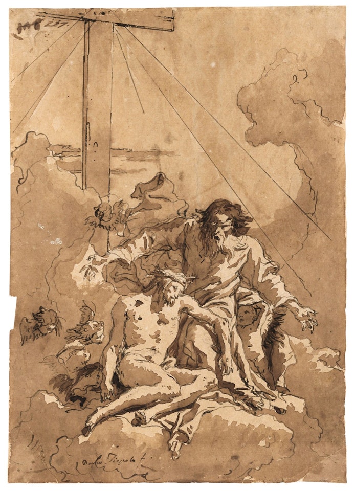 CHRIST AT THE FOOT OF THE CROSS RECEIVED BY GOD THE FATHER by Giovanni Domenico Tiepolo