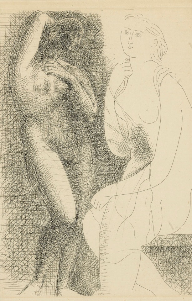 FEMME NUE DEVANT UNE STATUE (B. 139; BA. 205) by Pablo Picasso