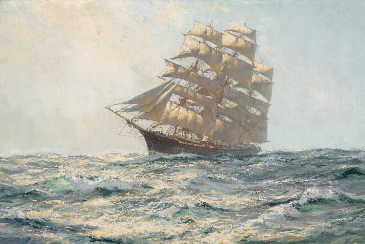 SUNLIT MIST, THE GEM OF THE OCEAN by Montague Dawson