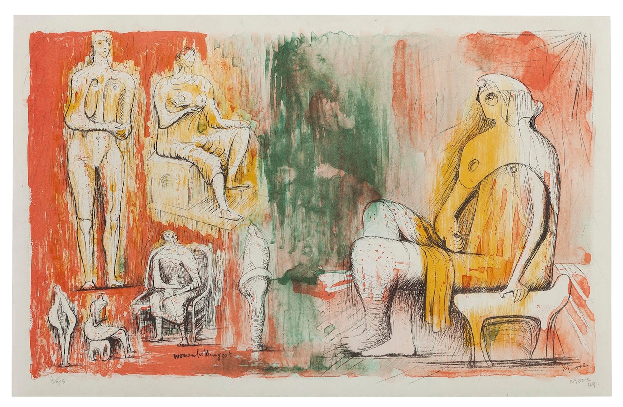 Woman Holding Cat by Henry Moore
