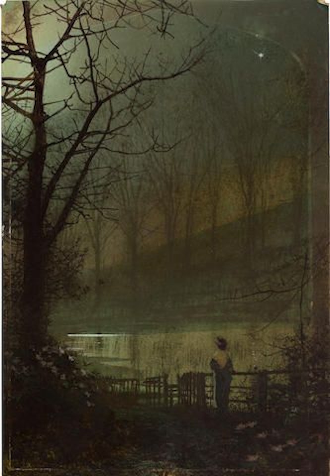 Figure by a moonlit lake by John Atkinson Grimshaw