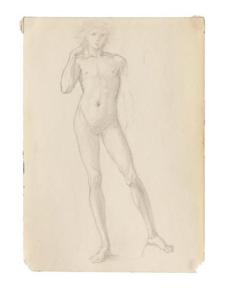 Study of a male nude from the 'Troy Triptych' by Edward Coley Burne-Jones