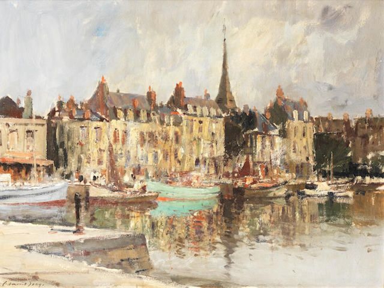 The Capricorn at anchor, Honfleur by Edward Seago