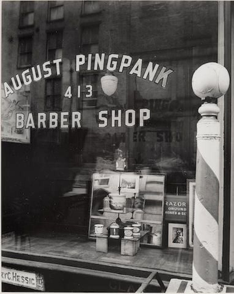 Pingpank Barbershop, 413 Bleecker Street, Manhattan by Berenice Abbott