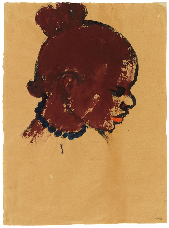 Kopf einer Südseeinsulanerin nach rechts by Emil Nolde