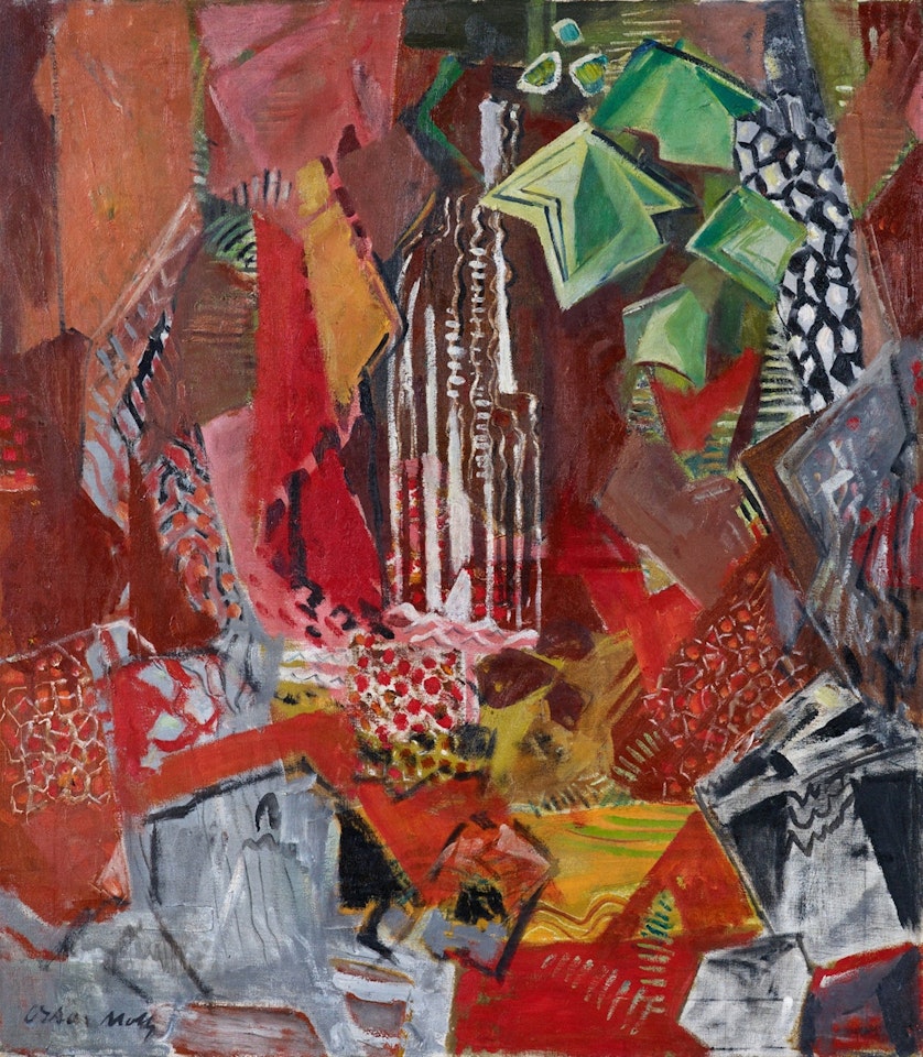 Wasserfall mit roten Felsen by Oskar Moll