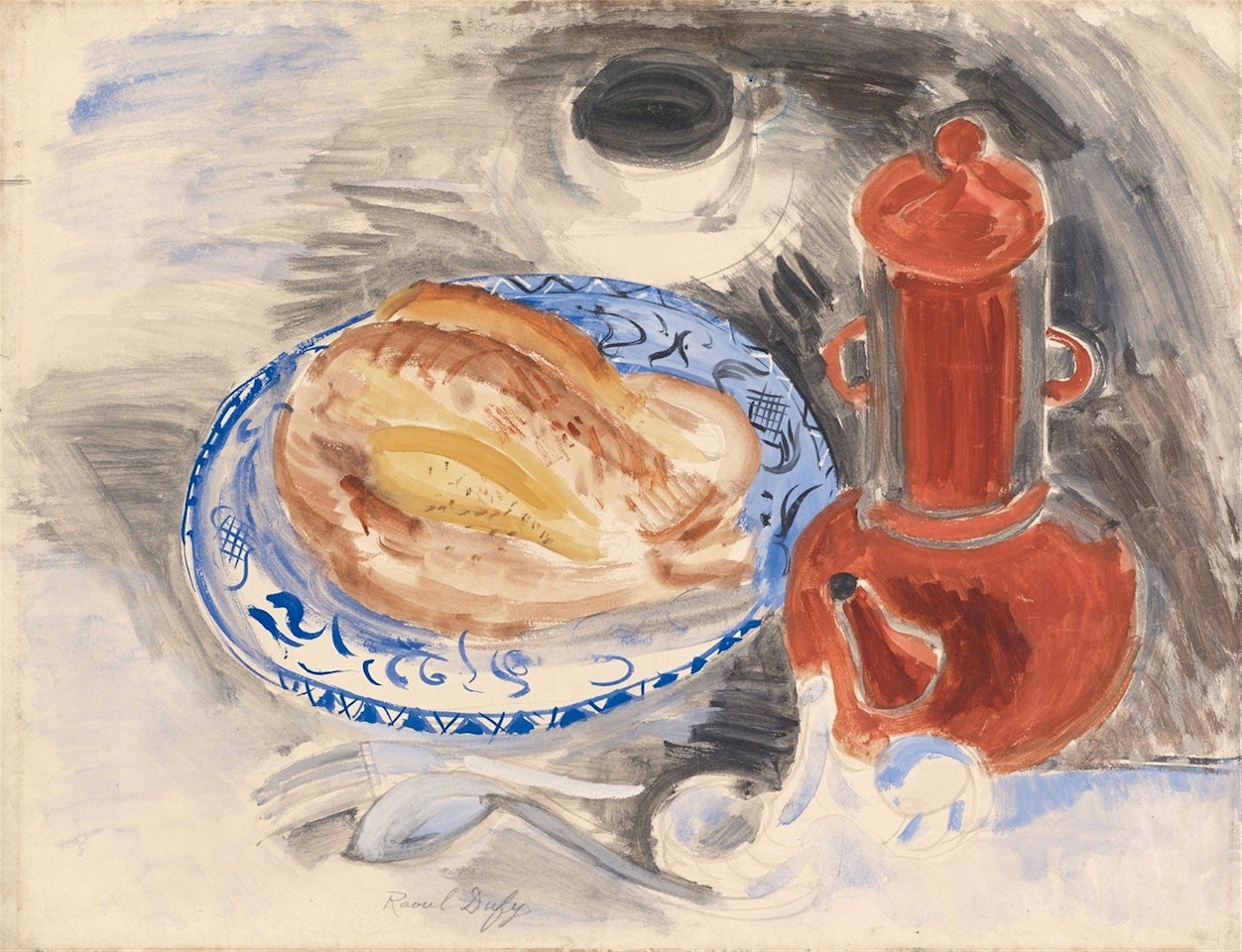 Nature morte au poulet et à la cafetière rouge by Raoul Dufy