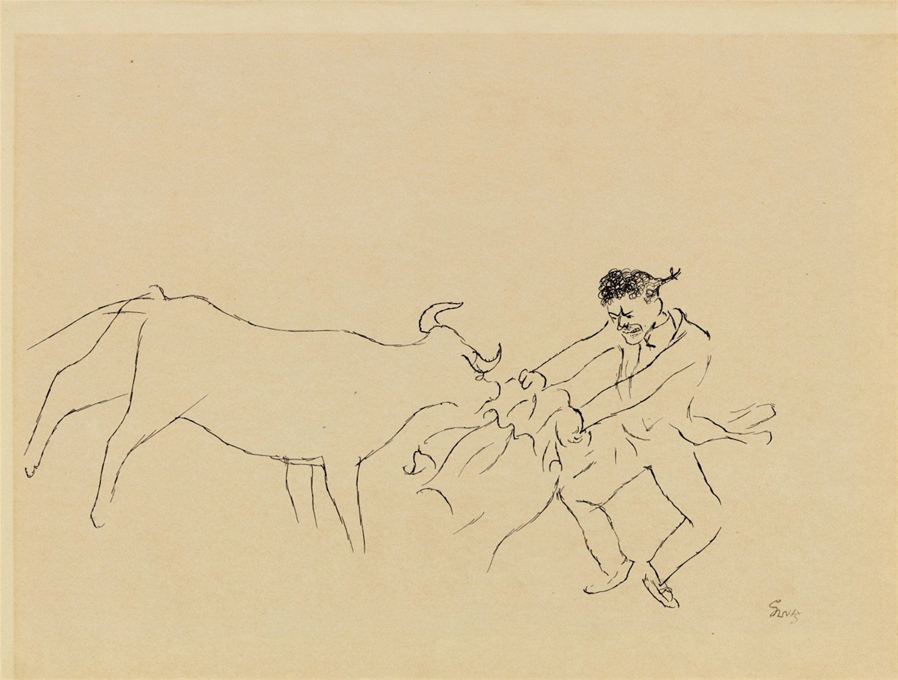 Stierkampf, Cassis. Verso: Stierkampfszene, Cassis by George Grosz