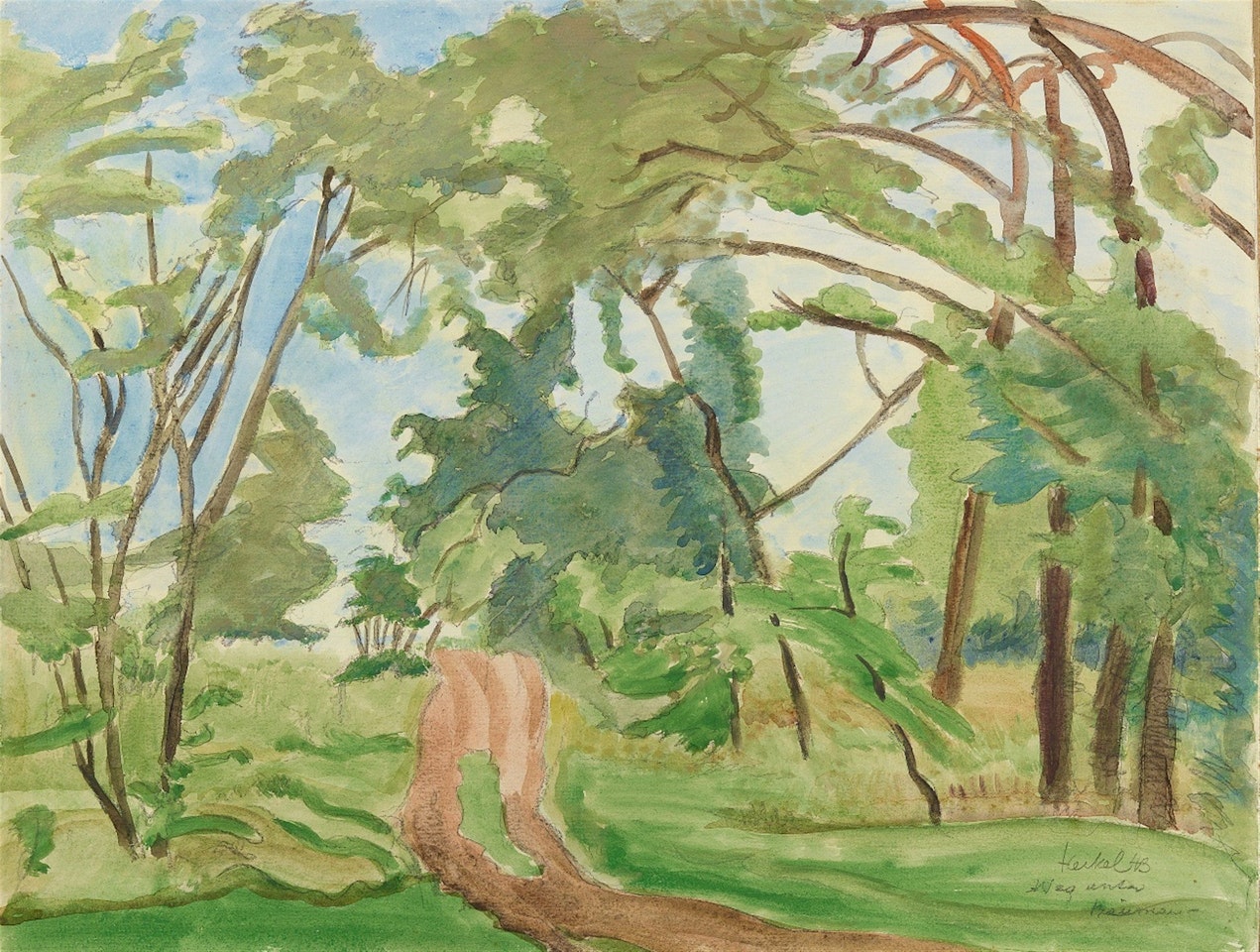 Weg unter Bäumen by Erich Heckel