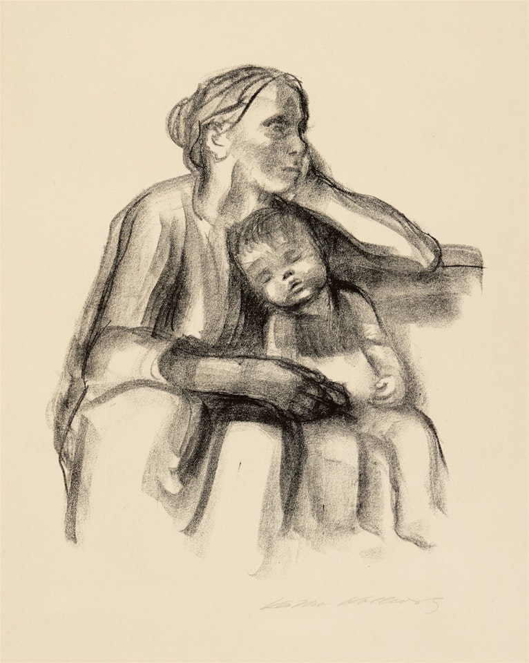 Arbeiterfrau mit schlafendem Jungen by Kathe Kollwitz