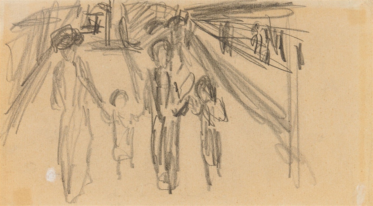 Zwei Frauen mit zwei Kindern by August Macke