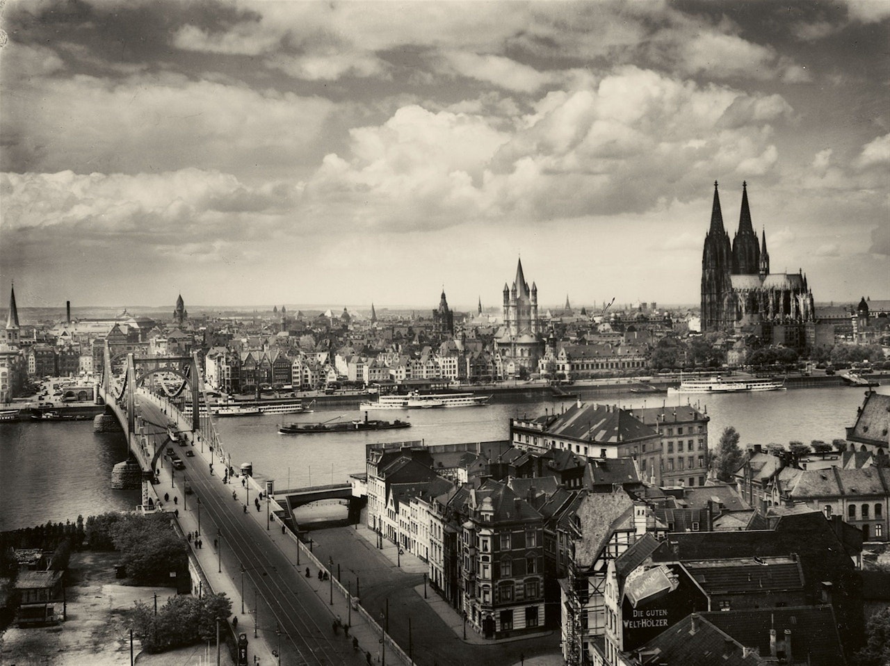 Rheinufer, Blick von Deutz aus by August Sander