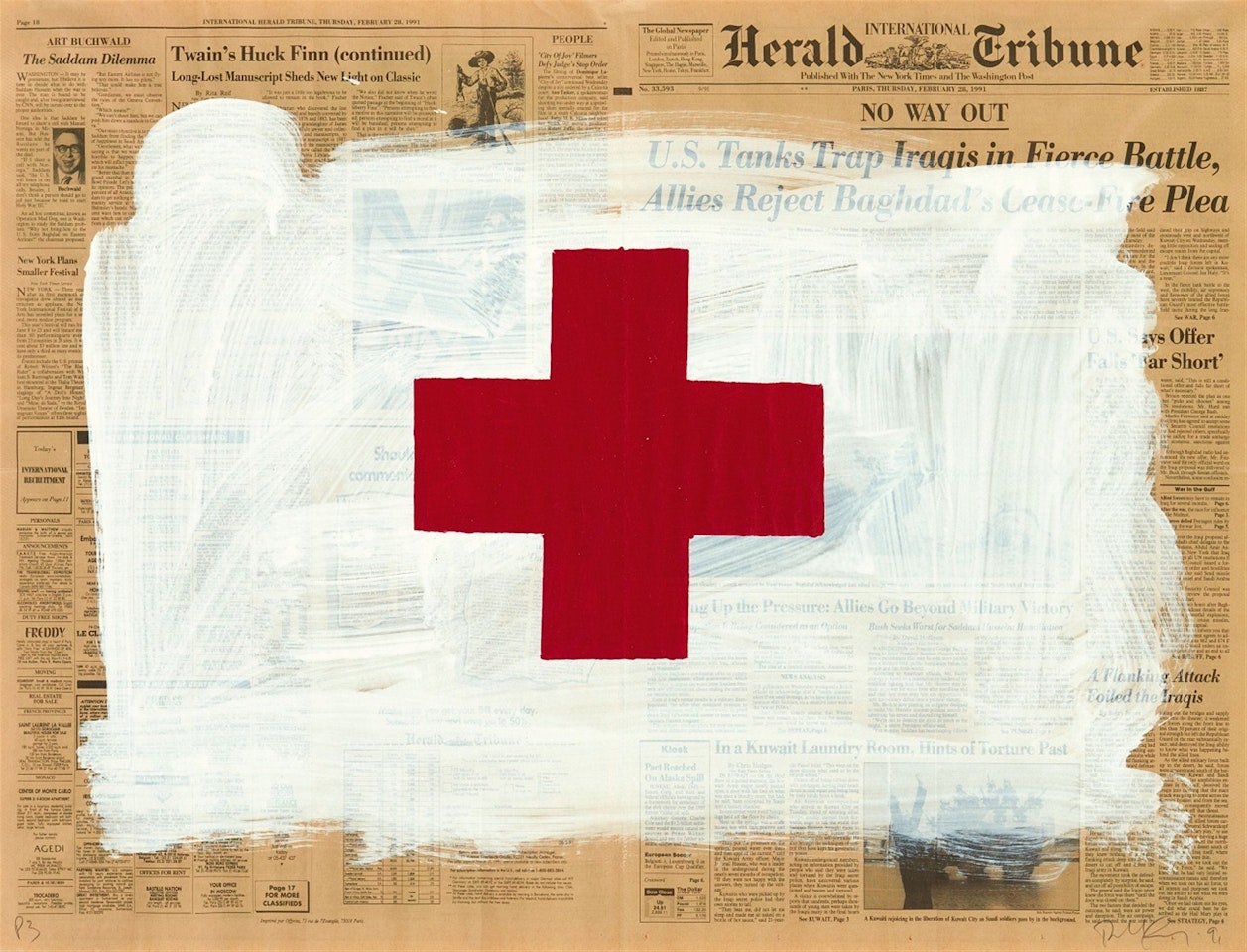 Untitled (Red Cross on White) by Robert Longo