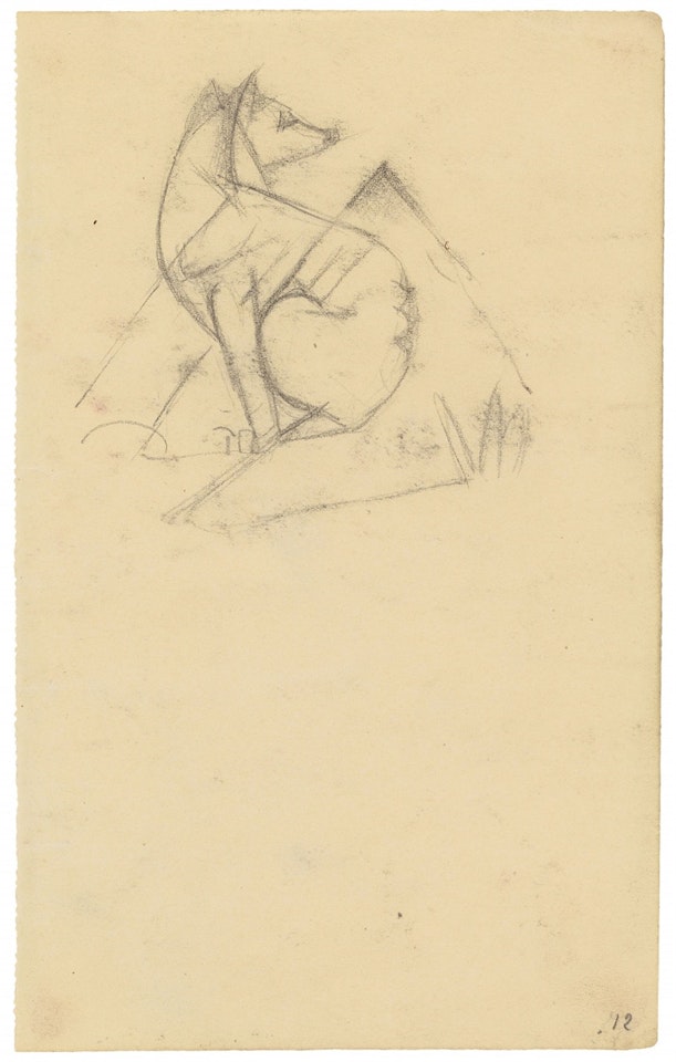 Sitzender, rückblickender Hund by Franz Marc