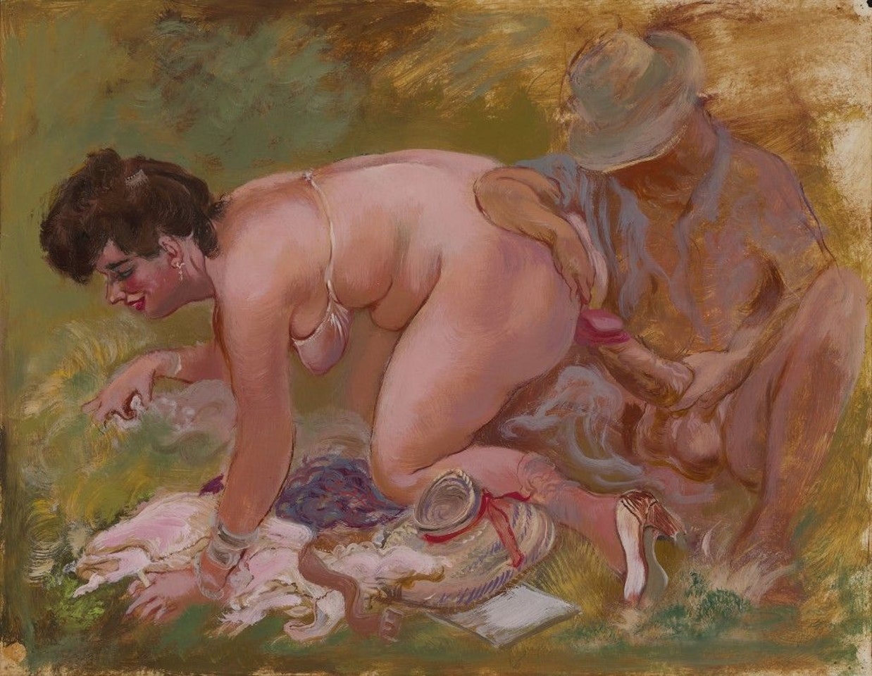 LOVERS - RECTO & STANDING FEMALE NUDE - VERSO by George Grosz