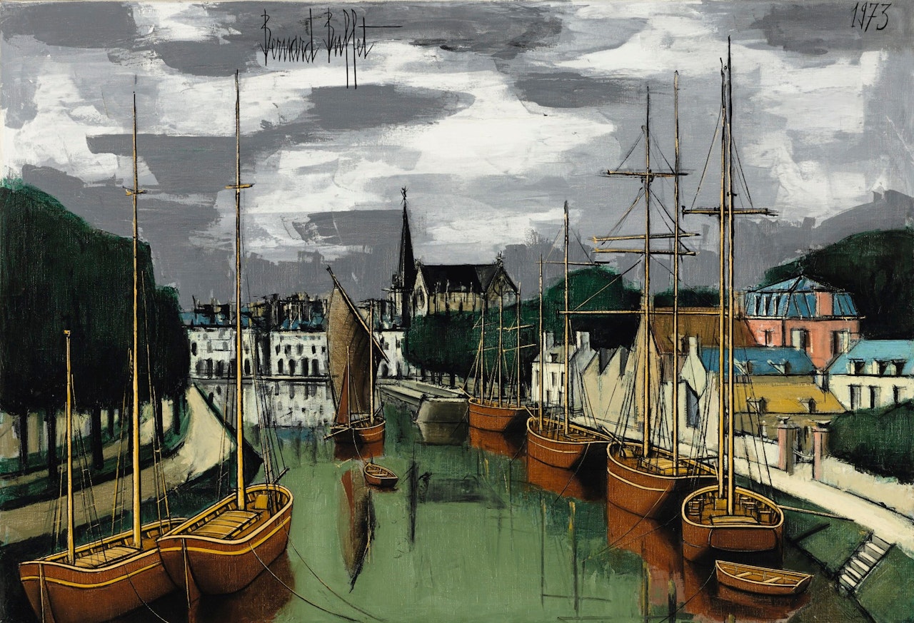 VANNES, BATEAUX DANS LE PORT by Bernard Buffet
