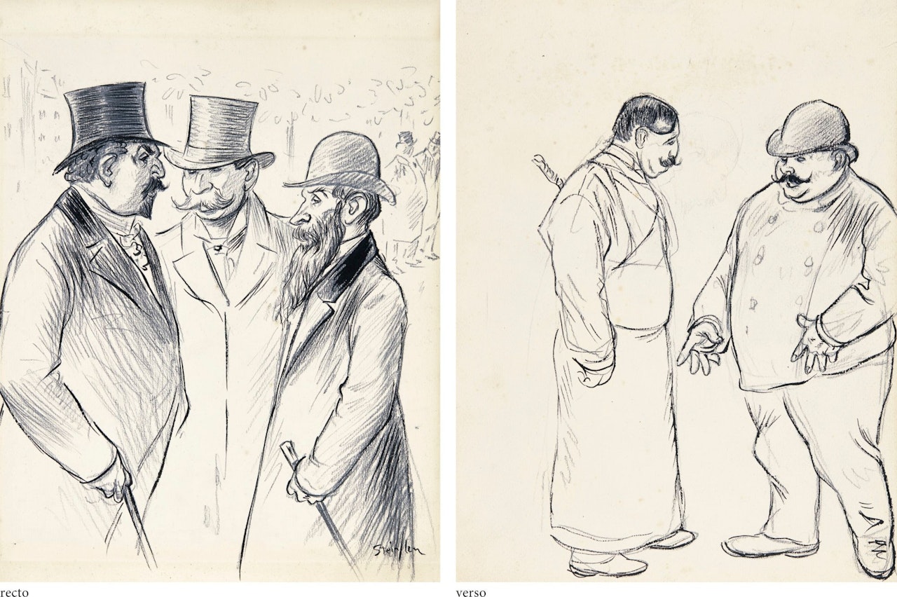 TROIS HOMMES - RECTO DEUX HOMMES - VERSO by Théophile Alexandre Steinlen