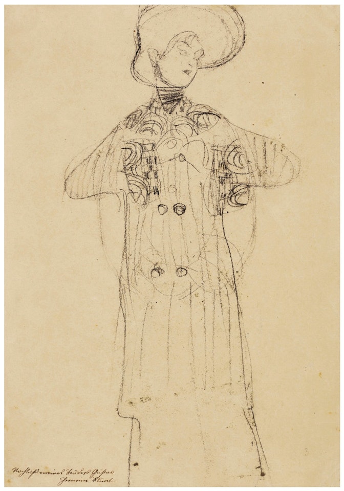 STEHENDE DAME VON VORNE, DEN KOPF NACH RECHTS GEWENDET (STANDING LADY FROM THE FRONT, HEAD TURNED TO THE RIGHT) by Gustav Klimt