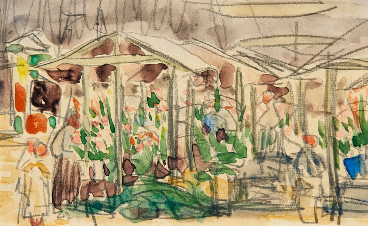 GEWÄCHSHÄUSER IN KÖNIGSTEIN (BLUMENMARKT) (GREENHOUSES IN KÖNIGSTEIN (FLOWER MARKET)) by Ernst Ludwig Kirchner