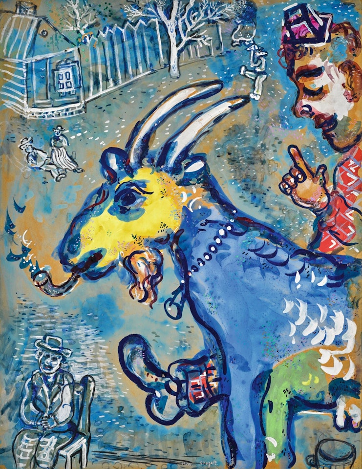 LA CHÈVRE QUI FUME (CIRQUE VOLLARD) by Marc Chagall