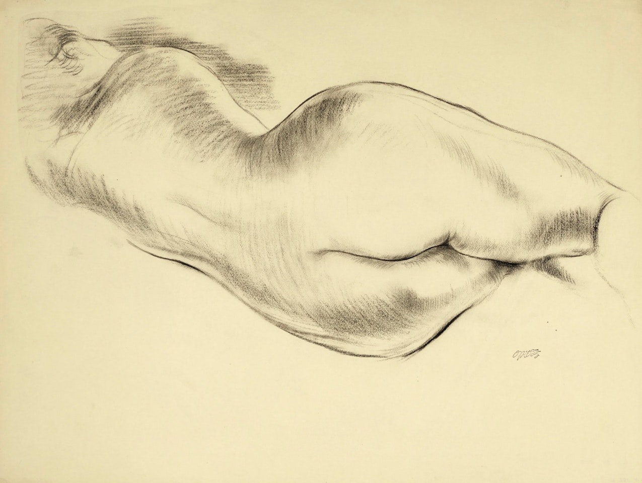 LIEGENDE NAKTE VON HINTEN (RESTING FEMALE NUDE FROM BEHIND) by George Grosz