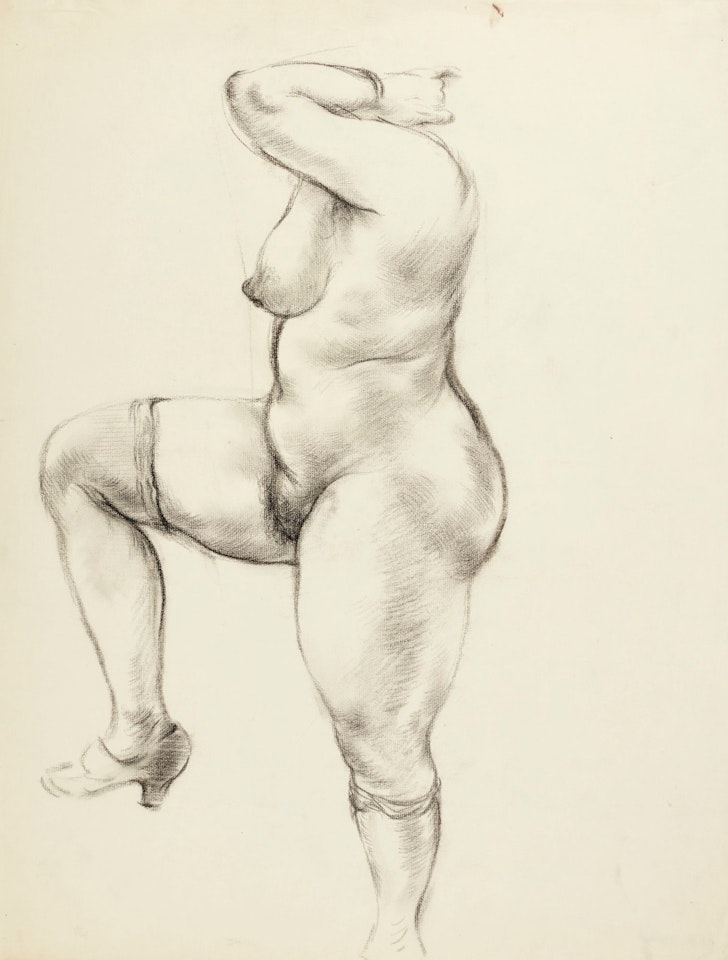 NACKTE MIT SEIDENSTRÜMPFEN (FEMALE NUDE, DRESSED IN STOCKINGS) by George Grosz